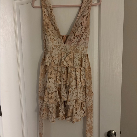 Hello Molly Pink Ruffled Mini Dress with Plunge Neckline for Wedding Guest - Picture 2 of 3